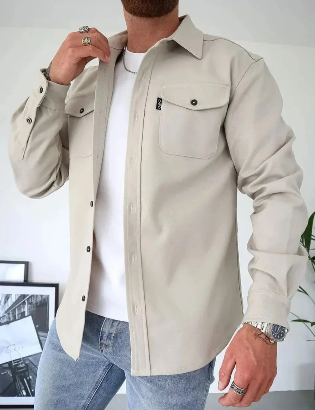Button Up Shirt Jacket Cotton Casual Wear