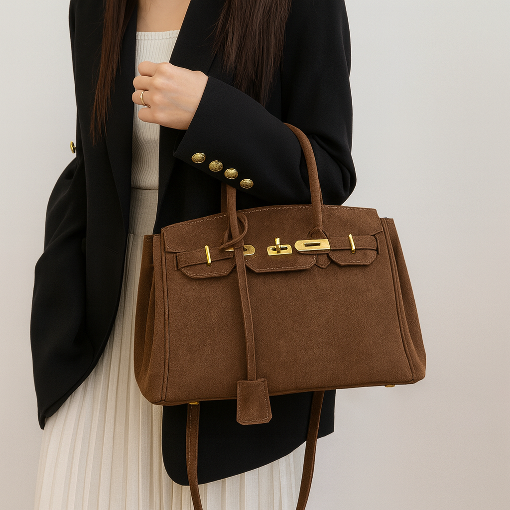 shoulder bag brown with model
