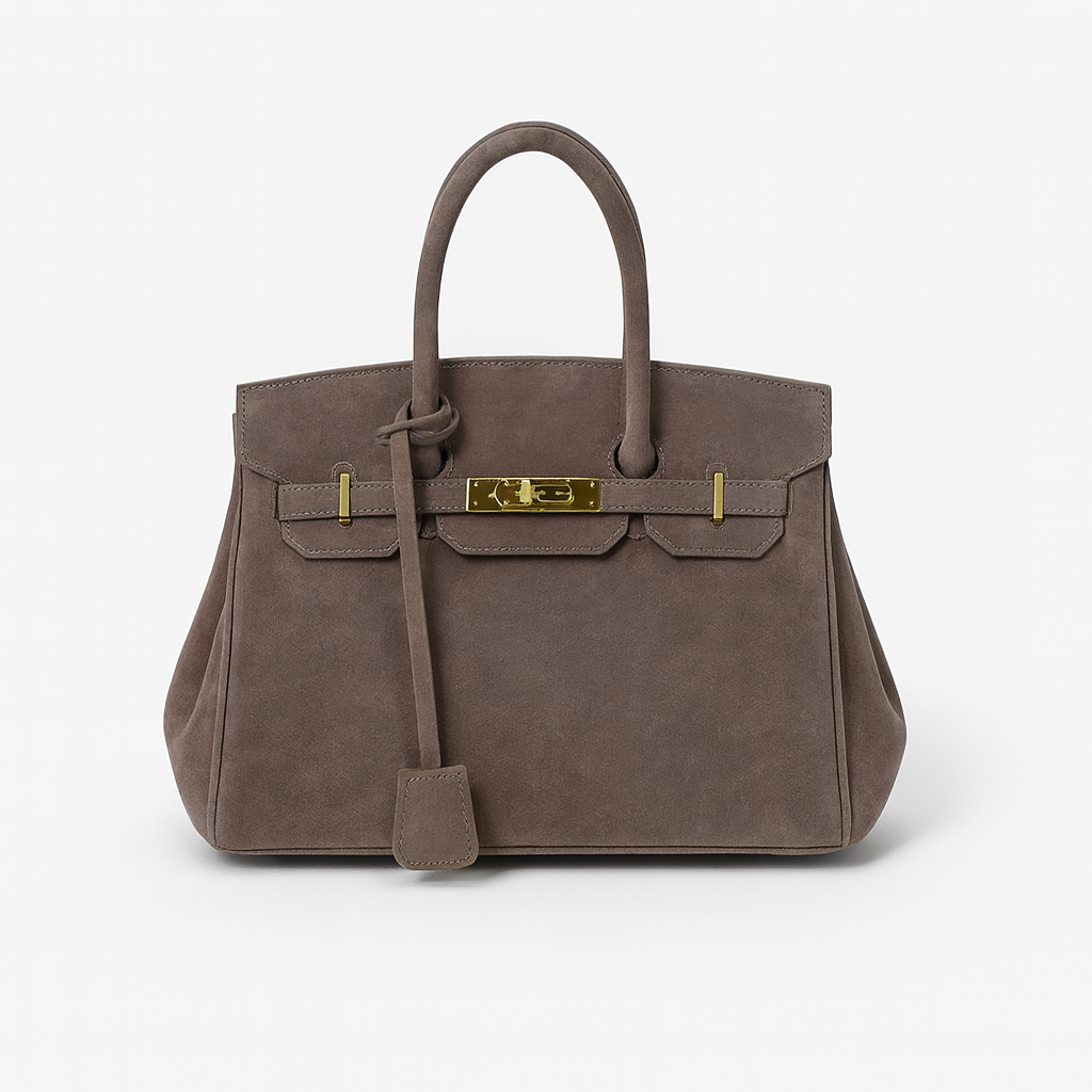 Women's Suede Shoulder Bag Gold Hardware