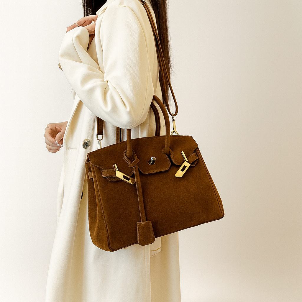 shoulder bag brown with model