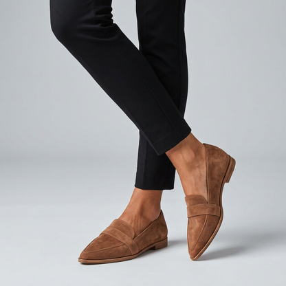 Orthopedic Loafers Pointed Toe Leather Brown