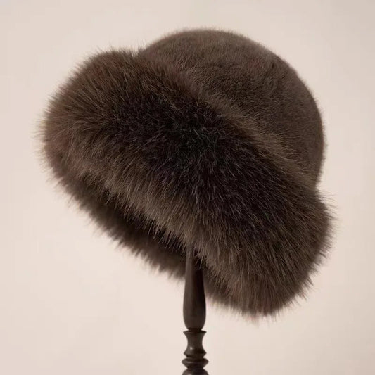 Women's Faux Fur Hat Soft Warm Beige