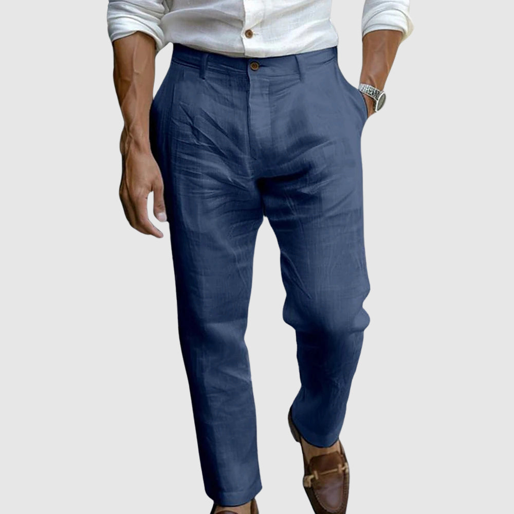 Men's Straight Leg Trousers Button Waist