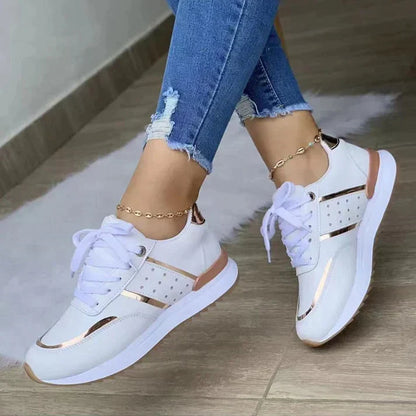 Women's Metallic Accent Lace-Up Sneakers