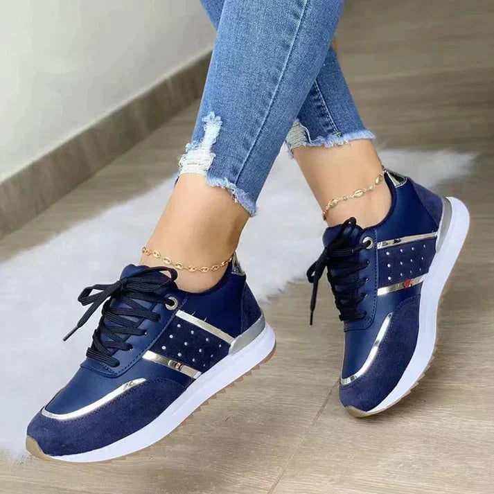 Women's Metallic Accent Lace-Up Sneakers