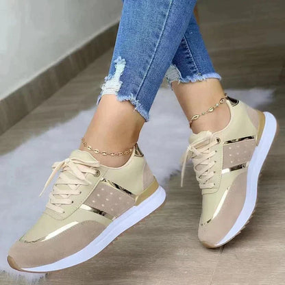 Women's Metallic Accent Lace-Up Sneakers