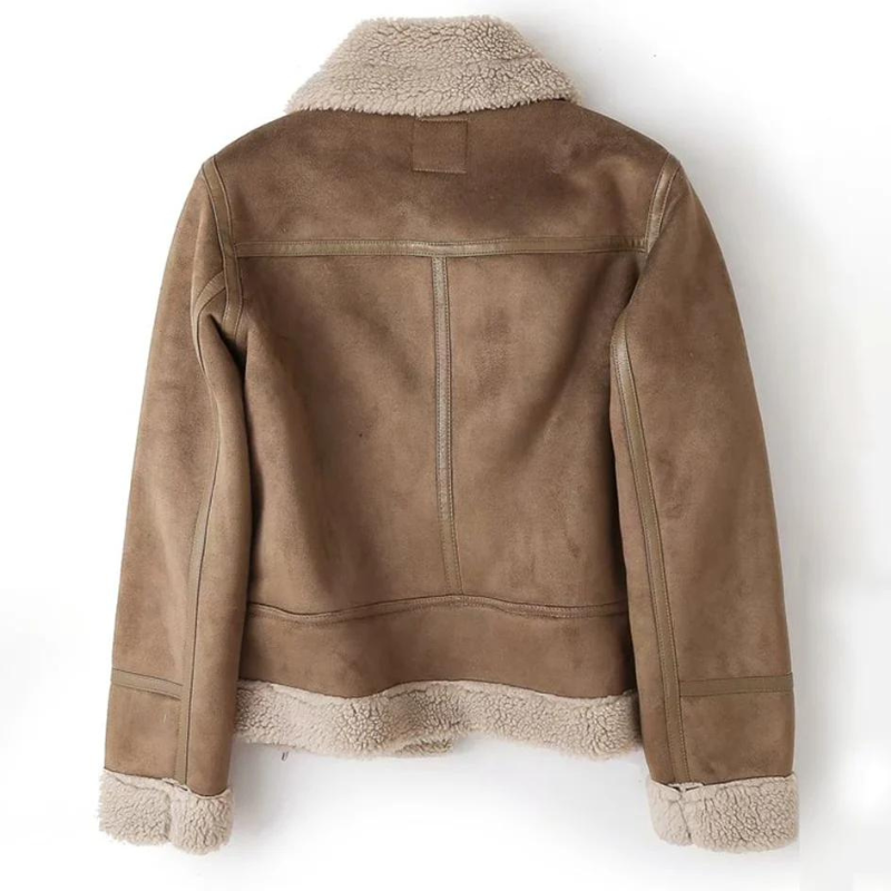 Women's Leather Jacket Sherpa Lined Winter Brown