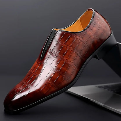 Men's Slip-On Dress Shoes Textured Leather