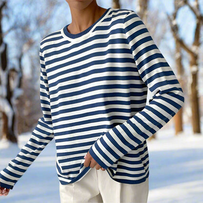 Women's Striped Cotton Long Sleeve T-Shirt