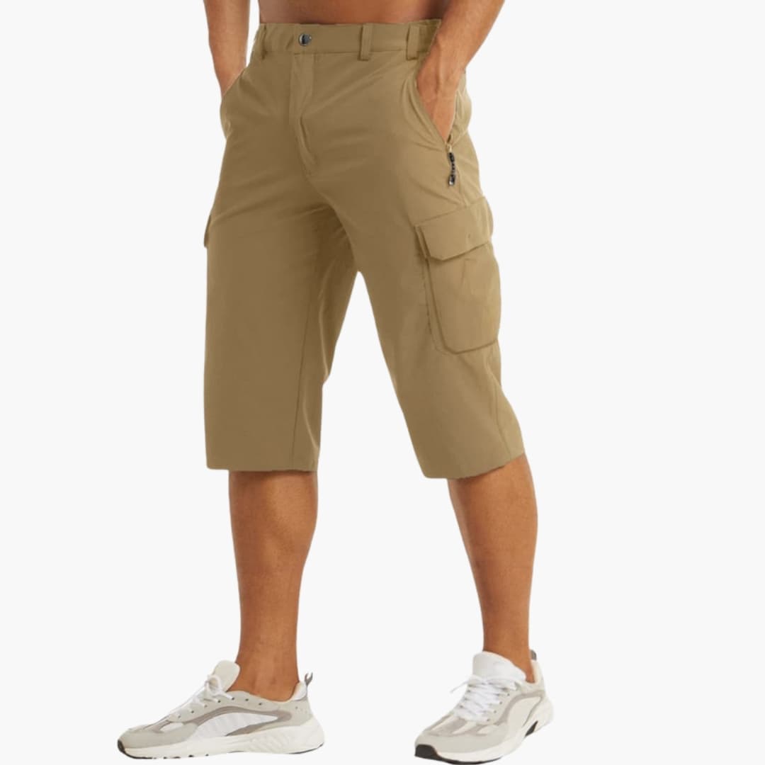 Men's Cargo Shorts Zip Fly Cotton Tan