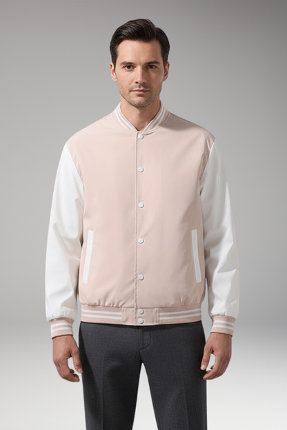 Men's Flight Jacket Contrast Sleeves Functional Pockets