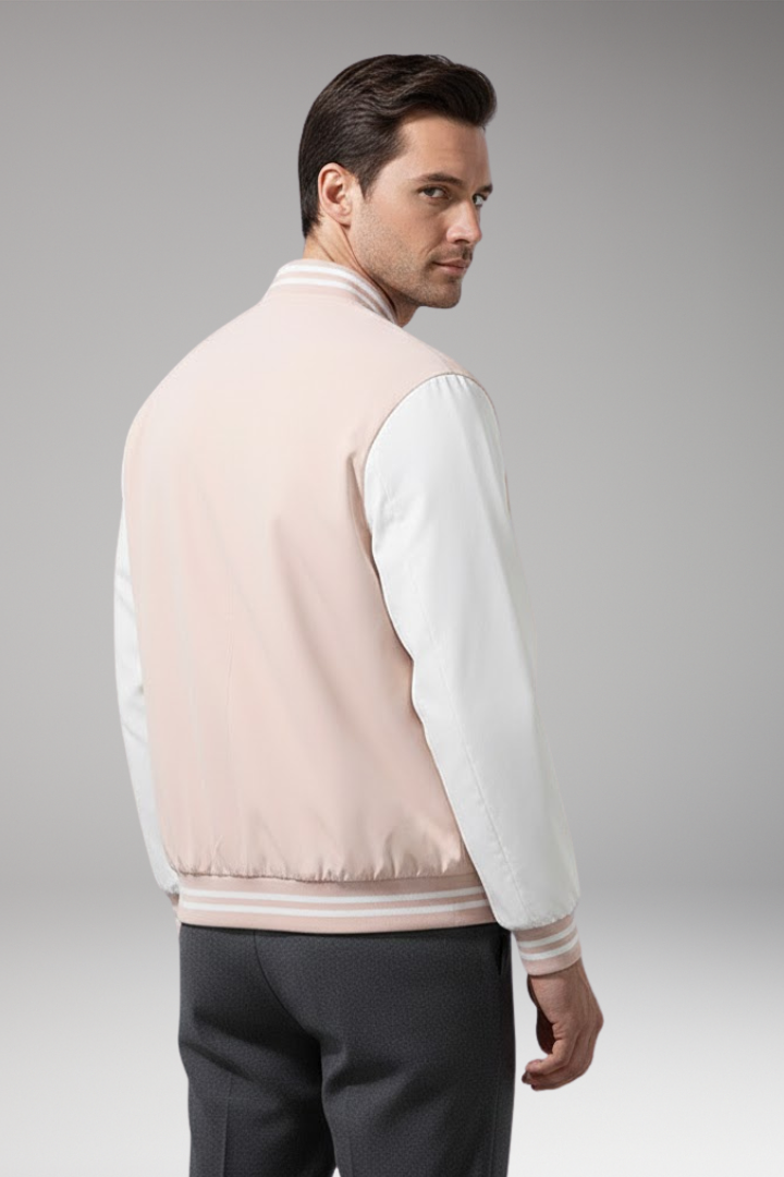 Men's Flight Jacket Contrast Sleeves Functional Pockets