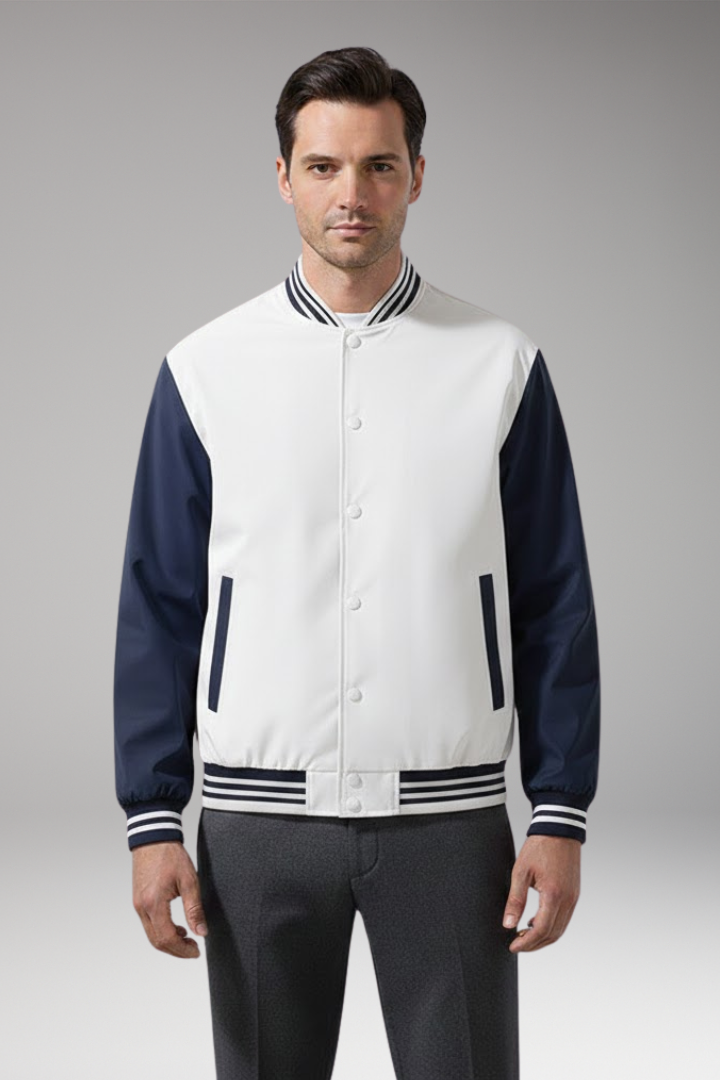 Men's Flight Jacket Contrast Sleeves Functional Pockets