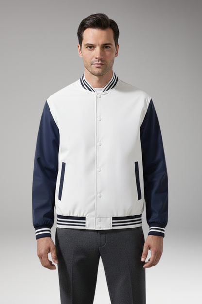 Men's Flight Jacket Contrast Sleeves Functional Pockets