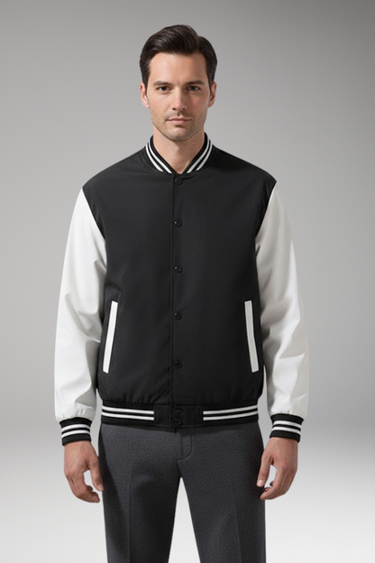 Men's Flight Jacket Contrast Sleeves Functional Pockets