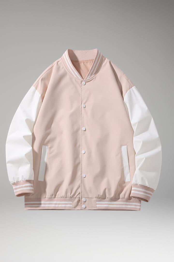 Men's Bomber Jacket Contrast Sleeves Functional Pockets