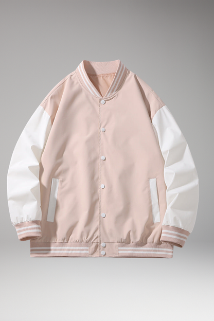 Men's Bomber Jacket Contrast Sleeves Functional Pockets