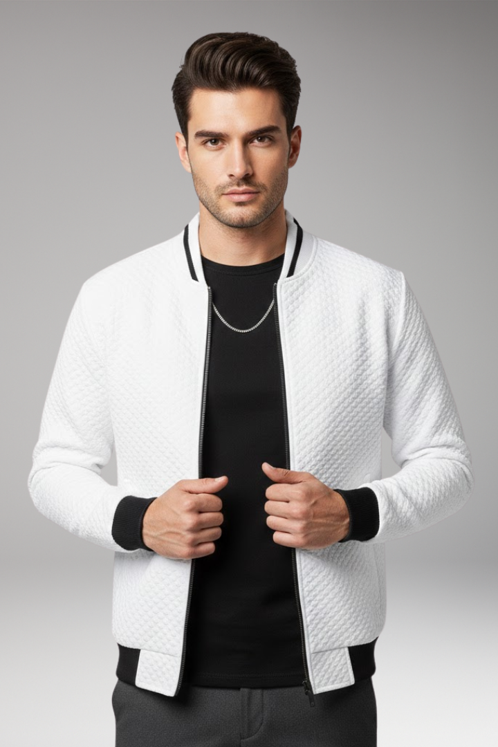 Men's Flight Jacket Jacquard Zip Black