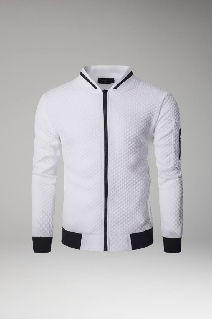 Men's Bomber Jacket Jacquard Zip Black
