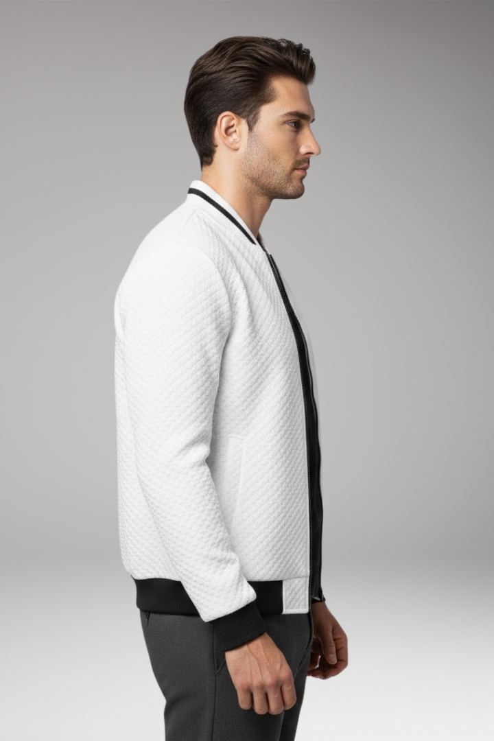 Men's Flight Jacket Jacquard Zip Black