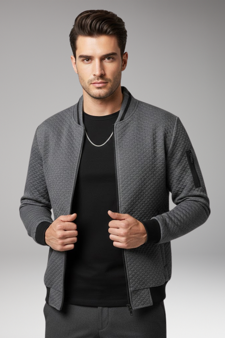 Men's Flight Jacket Jacquard Zip Black