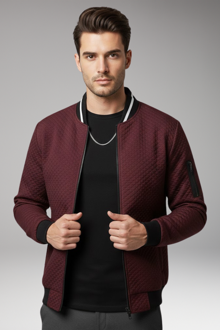 Men's Flight Jacket Jacquard Zip Black