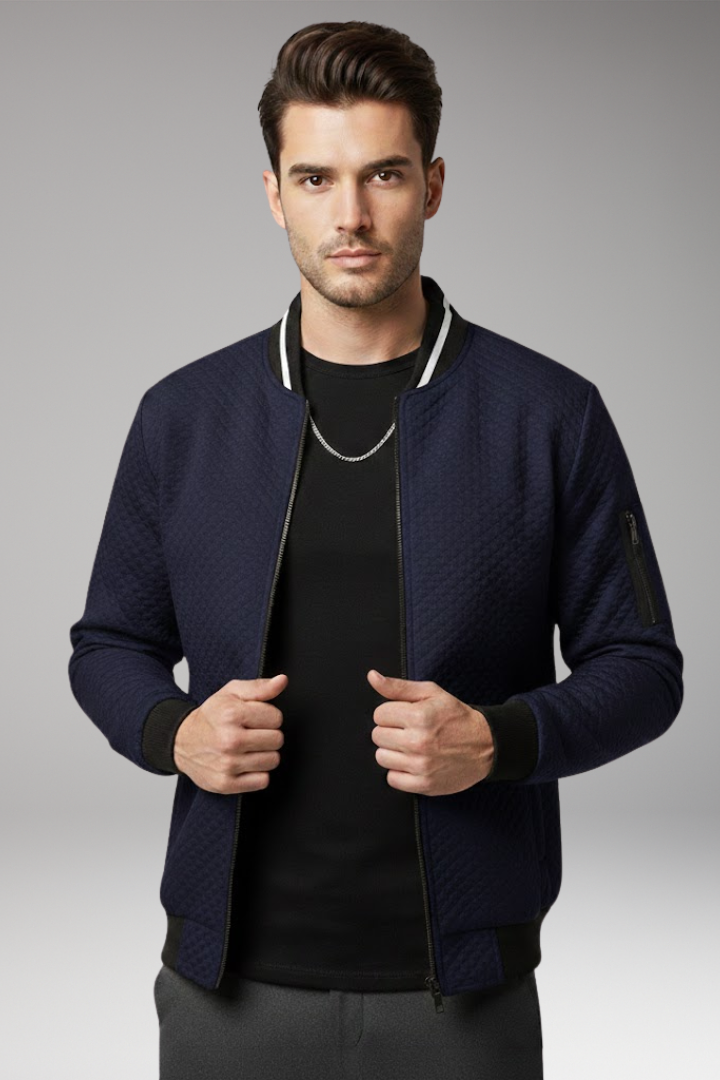 Men's Flight Jacket Jacquard Zip Black