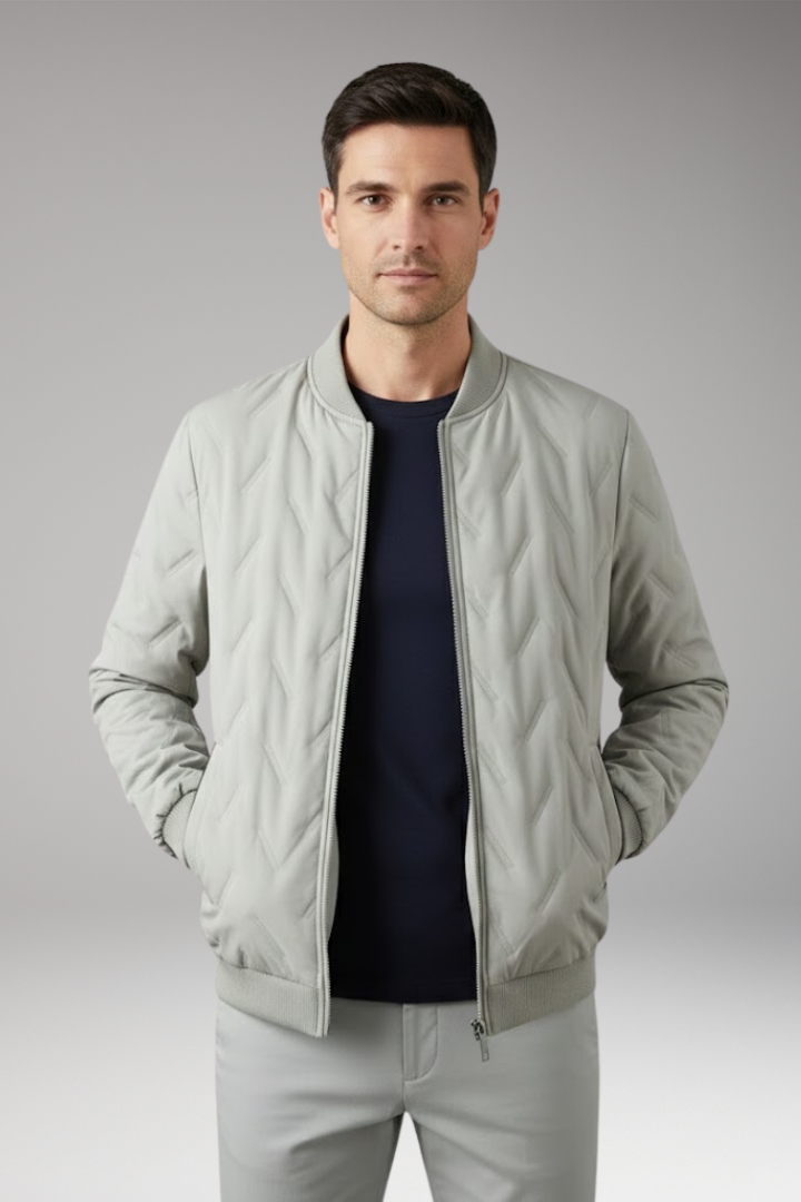 Men's Flight Jacket Ribbed Collar Full-Zip