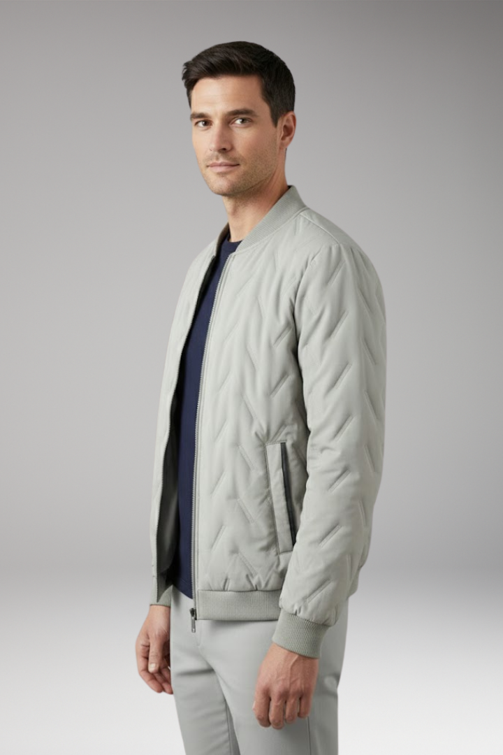 Men's Flight Jacket Ribbed Collar Full-Zip