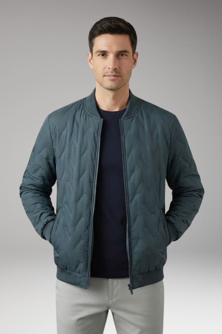 Men's Flight Jacket Ribbed Collar Full-Zip