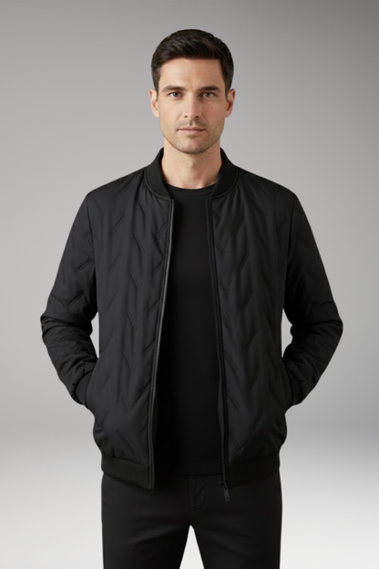 Men's Flight Jacket Ribbed Collar Full-Zip