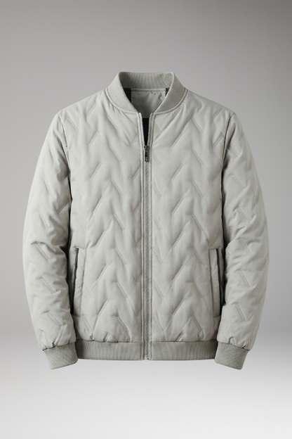 Men's Bomber Jacket Ribbed Collar Full-Zip
