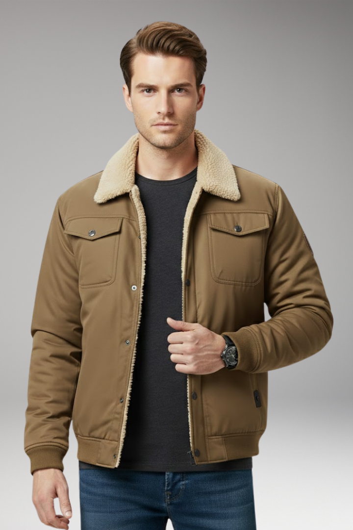 Men's Flight Jacket Ribbed Cuffs Multiple Pockets