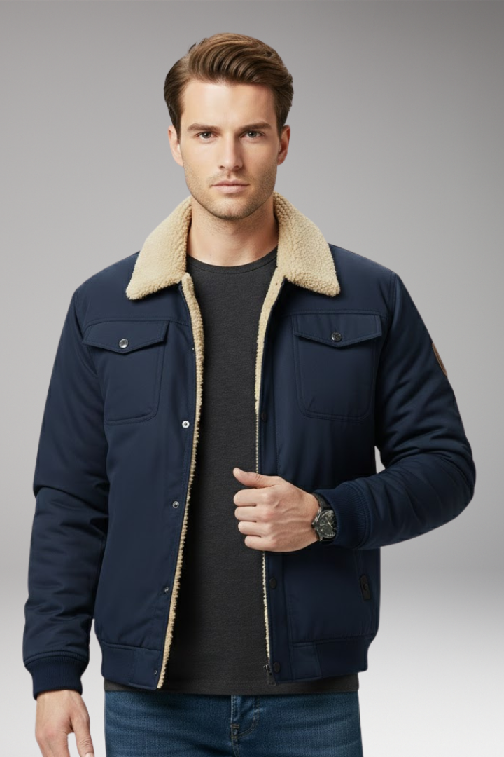 Men's Flight Jacket Ribbed Cuffs Multiple Pockets