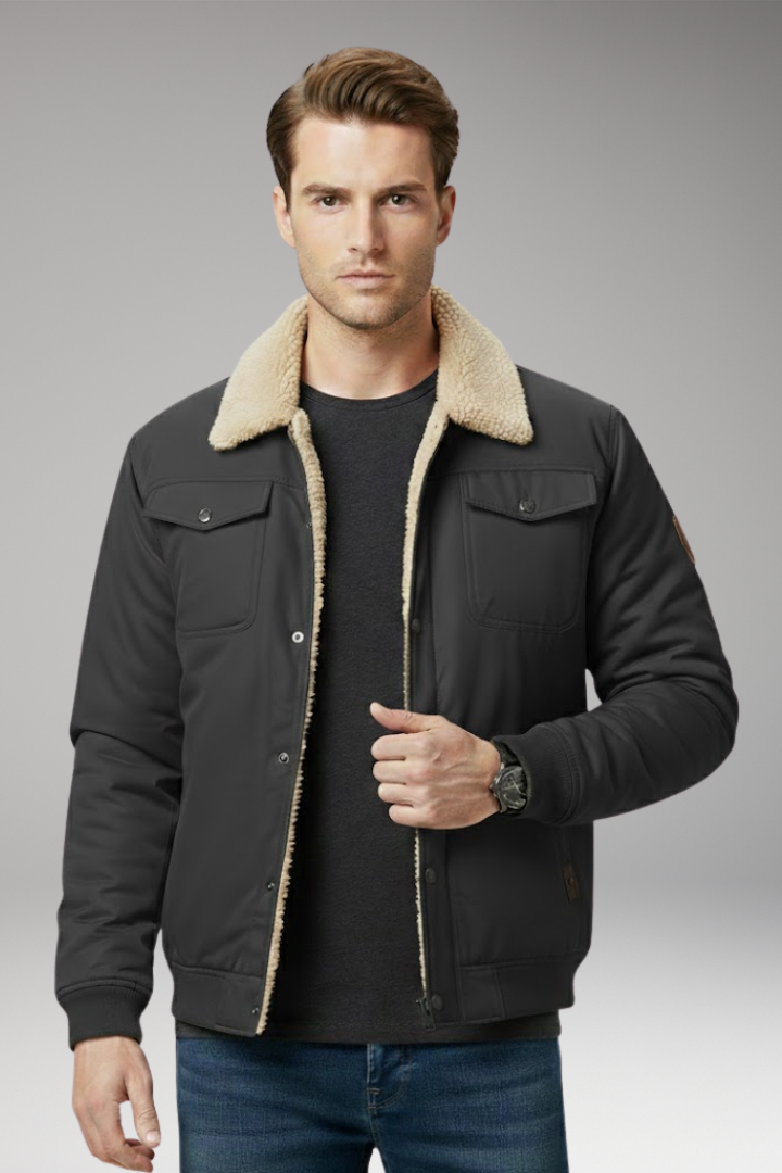 Men's Flight Jacket Ribbed Cuffs Multiple Pockets