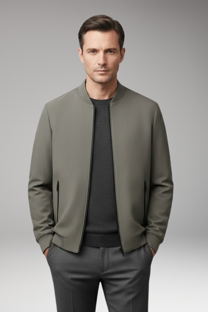 Men's Flight Jacket Zip Closure Textured