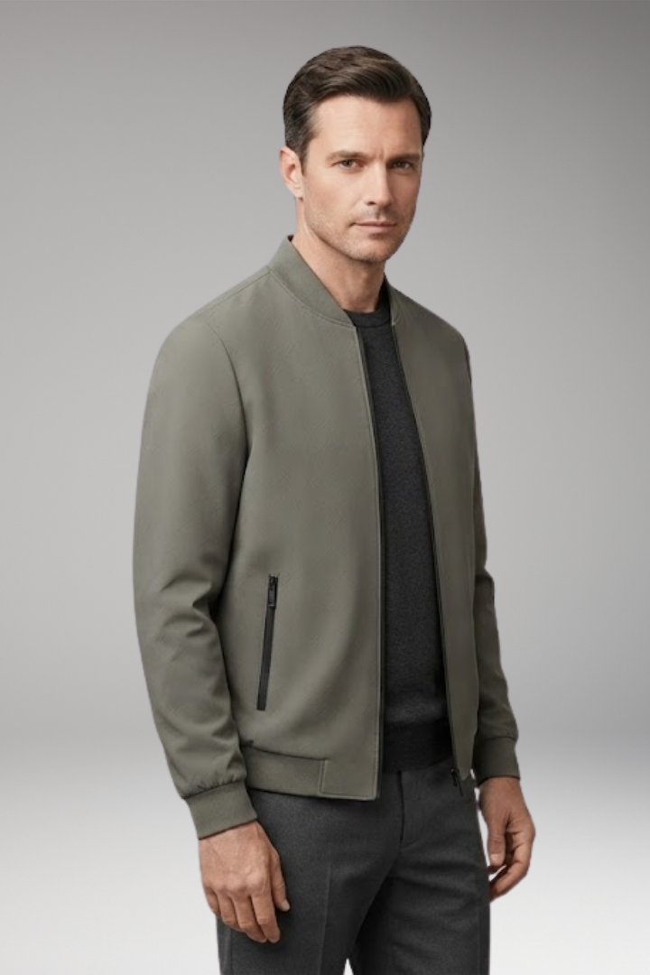 Men's Flight Jacket Zip Closure Textured