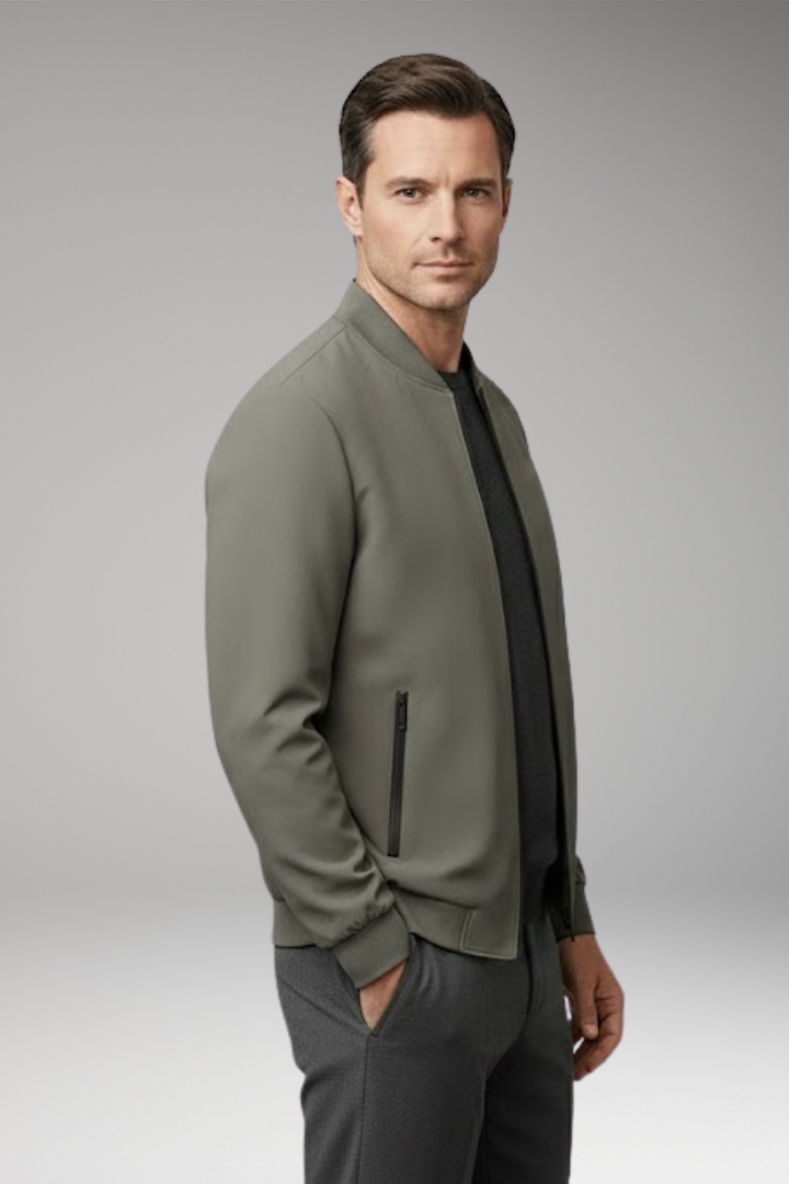 Men's Flight Jacket Zip Closure Textured