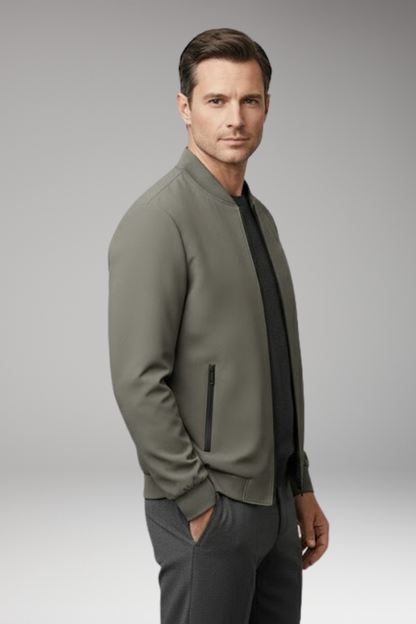 Men's Flight Jacket Zip Closure Textured