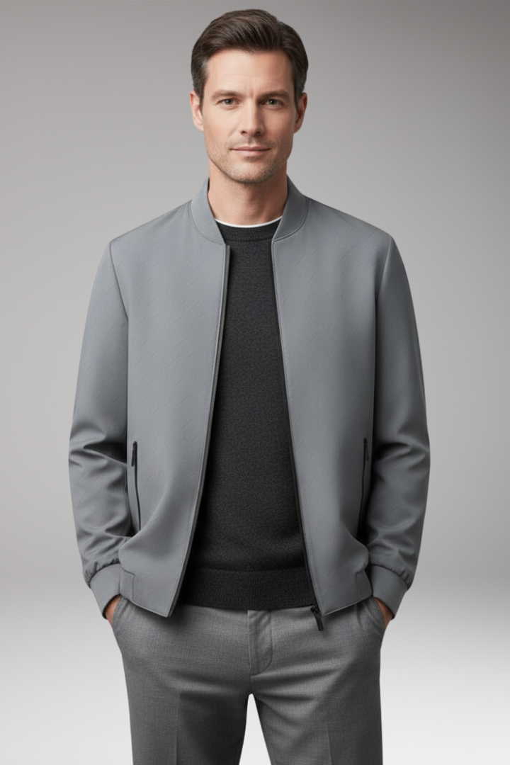 Men's Flight Jacket Zip Closure Textured