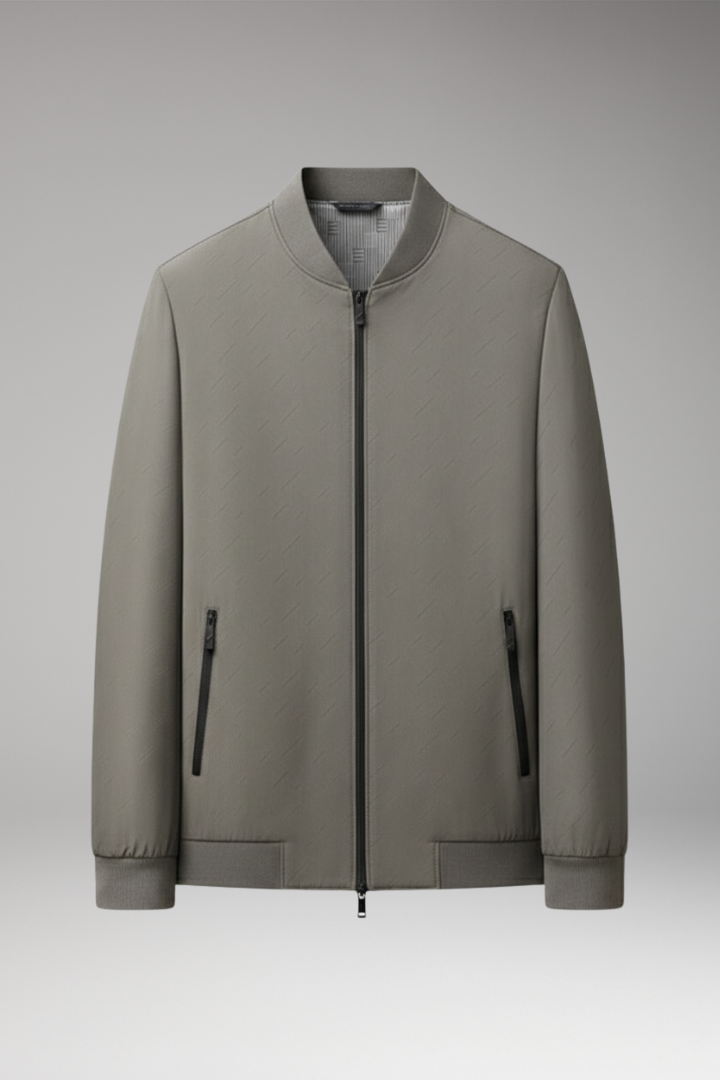 Men's Bomber Jacket Zip Closure Textured