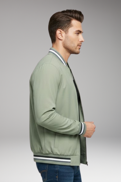 Men's Flight Jacket Zipper Ribbed Sleeves