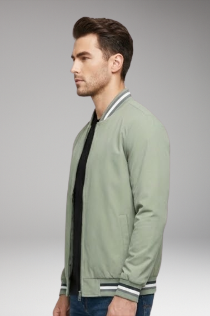 Men's Flight Jacket Zipper Ribbed Sleeves
