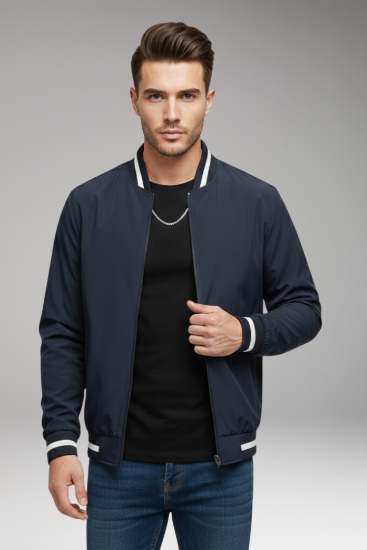 Men's Flight Jacket Zipper Ribbed Sleeves