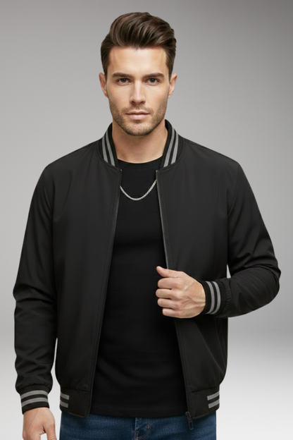 Men's Flight Jacket Zipper Ribbed Sleeves