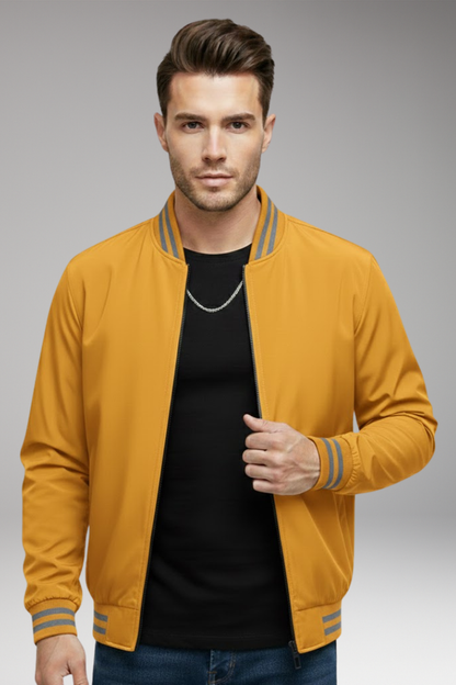 Men's Flight Jacket Zipper Ribbed Sleeves