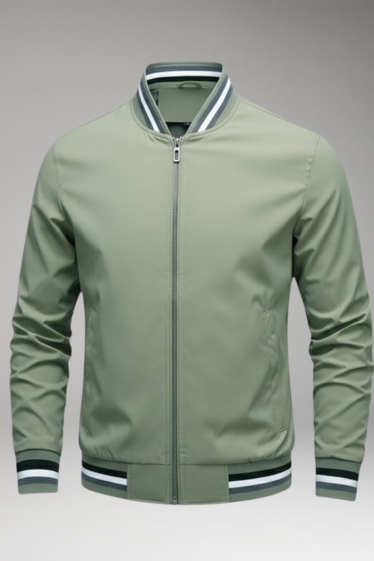 Men's Bomber Jacket Zipper Ribbed Sleeves