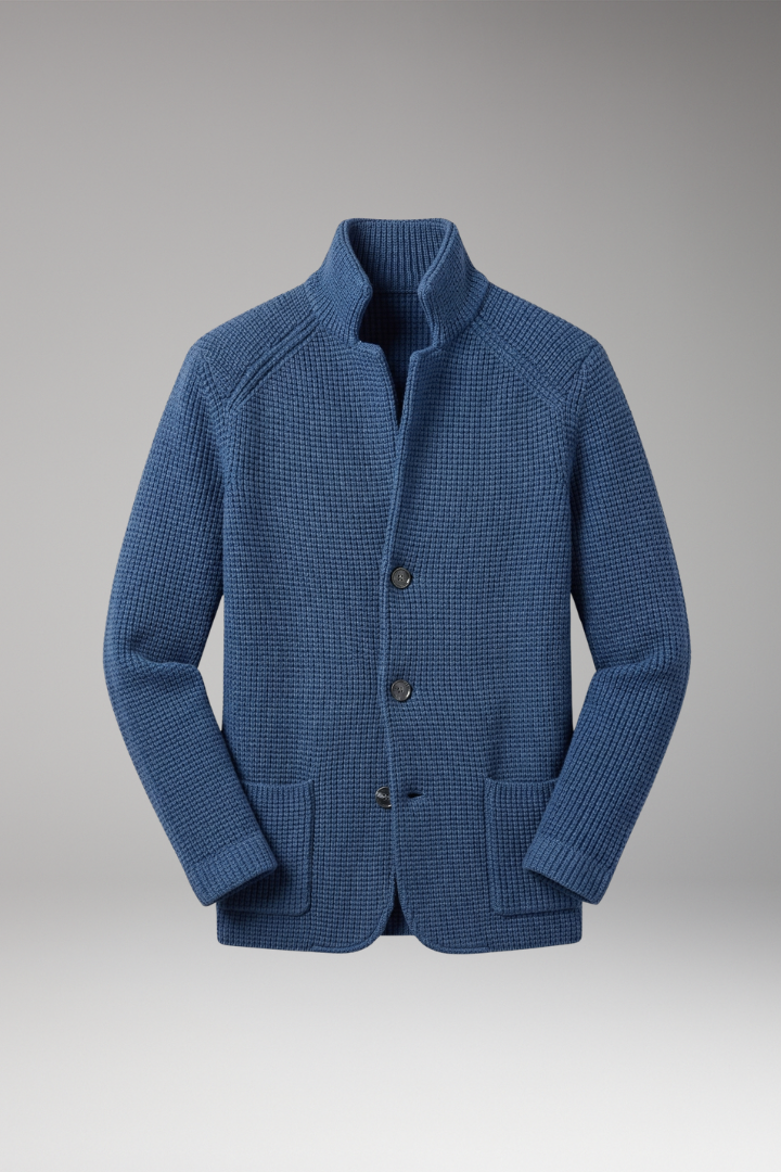 Men's Cardigan Sweater High Collar Side Pockets