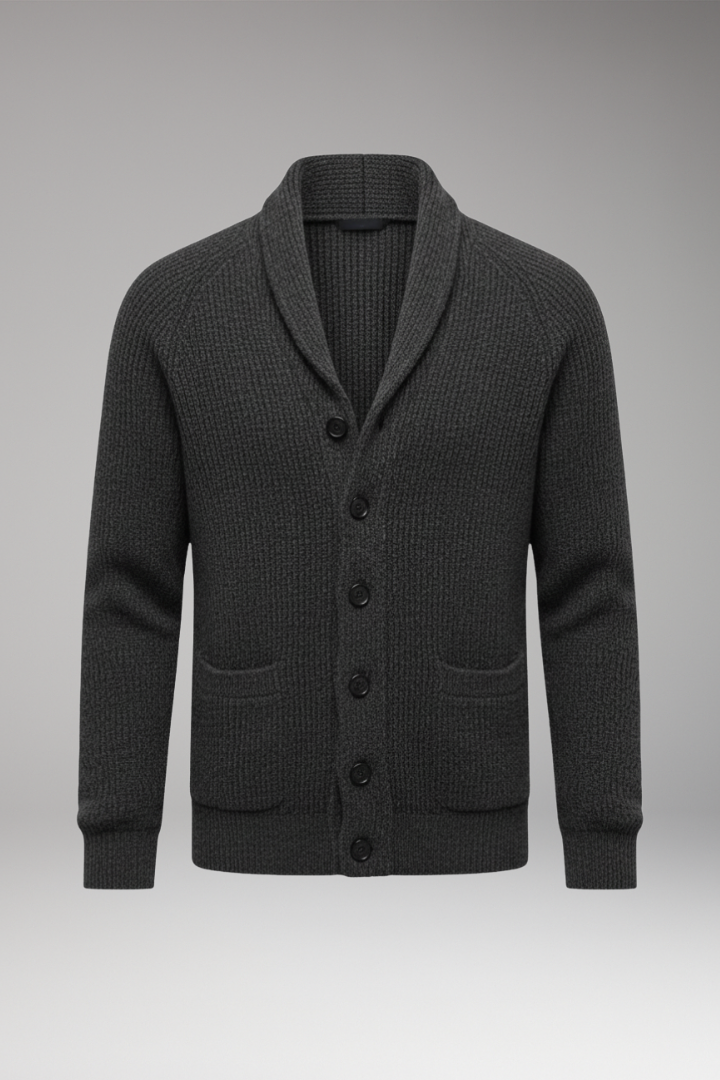 Men's Shawl Collar Cardigan Sweater Patch Pockets