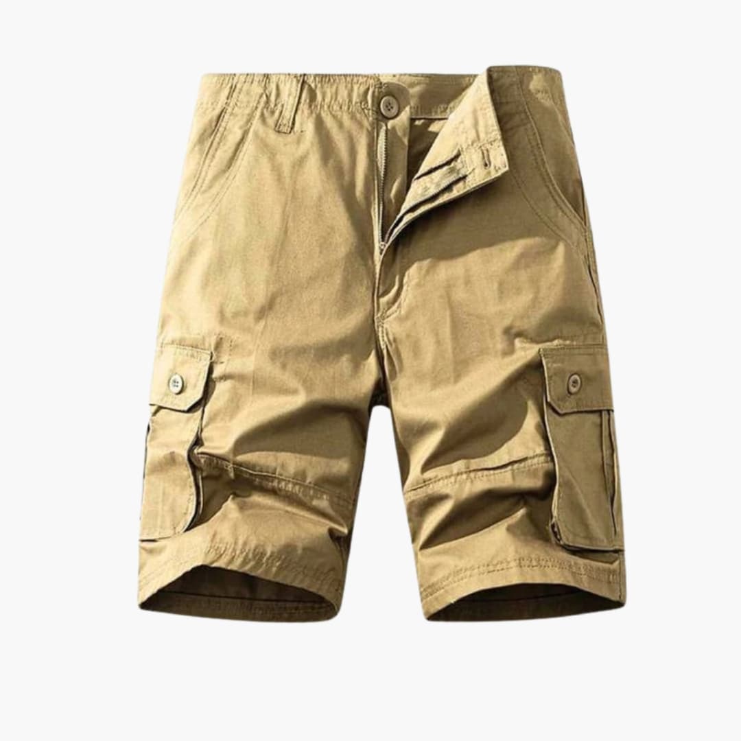 Men's Cotton Cargo Shorts Belted Flap Pockets